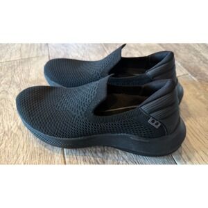 Ryka Black Active FOAM Fling Shoes Size 7.5W Wide Womens Slip Ons‎ Stretch Knit